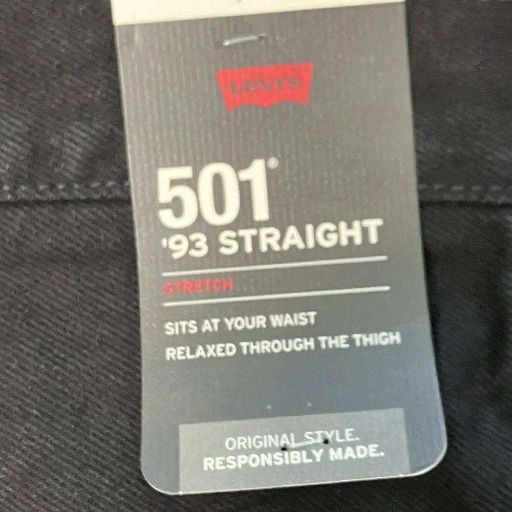 Levi's 501 Jeans Mens 36x36 Black 93’ Straight Denim Button Fly Regular Fit Tall